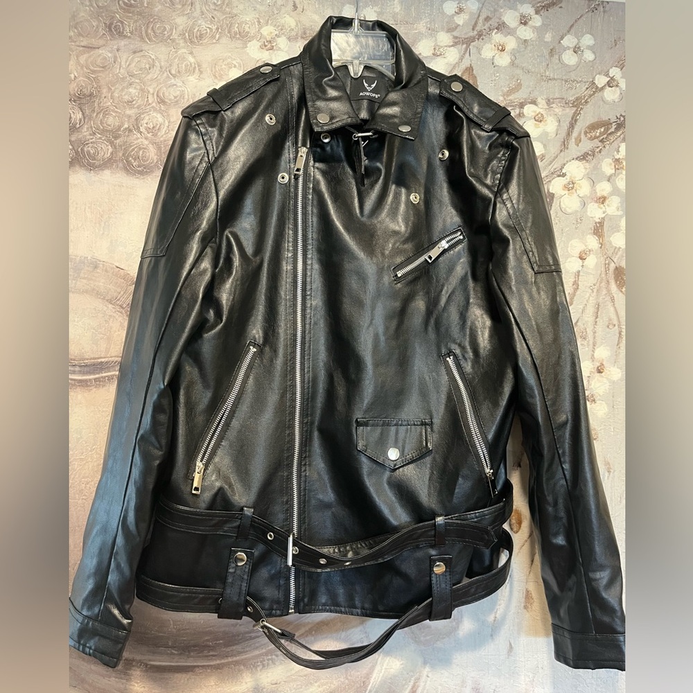 Elevate your style with the AOWOFS Men's Vegan Leather Motorcycle Jacket